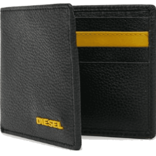 Diesel Cow Leather men's wallet black/yellow