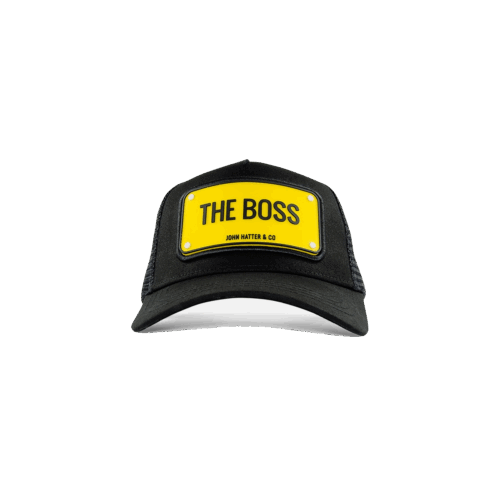 The Boss Μαύρο jockey καπέλο με rubber patch - John Hatter & Co