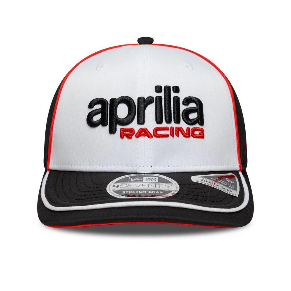 Aprilia Logo White 9SEVENTY Stretch Snap Cap 1