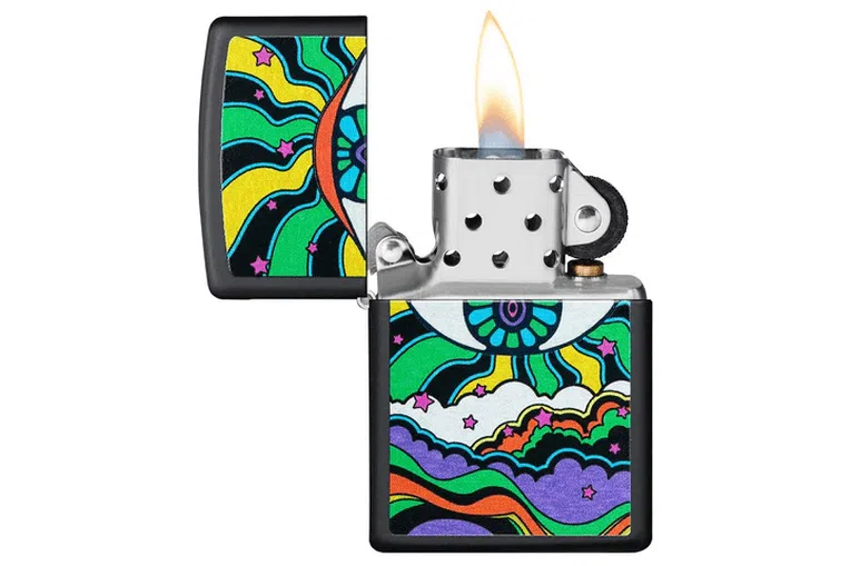 Black Light Eye Design Zippo 2 Black Light Eye Design Zippo 1