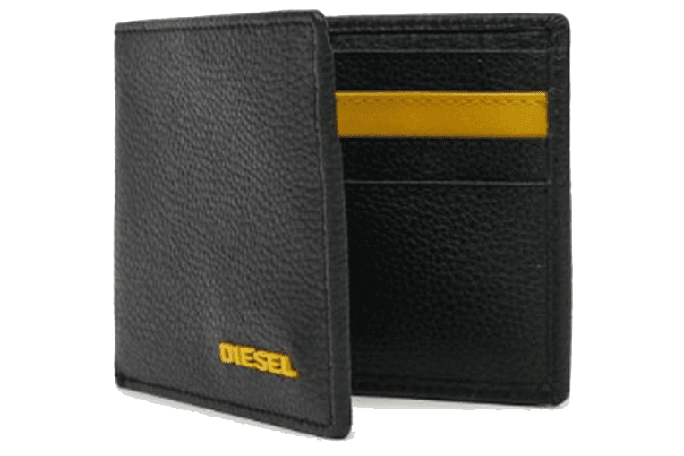 Diesel Cow Leather men's wallet black/yellow