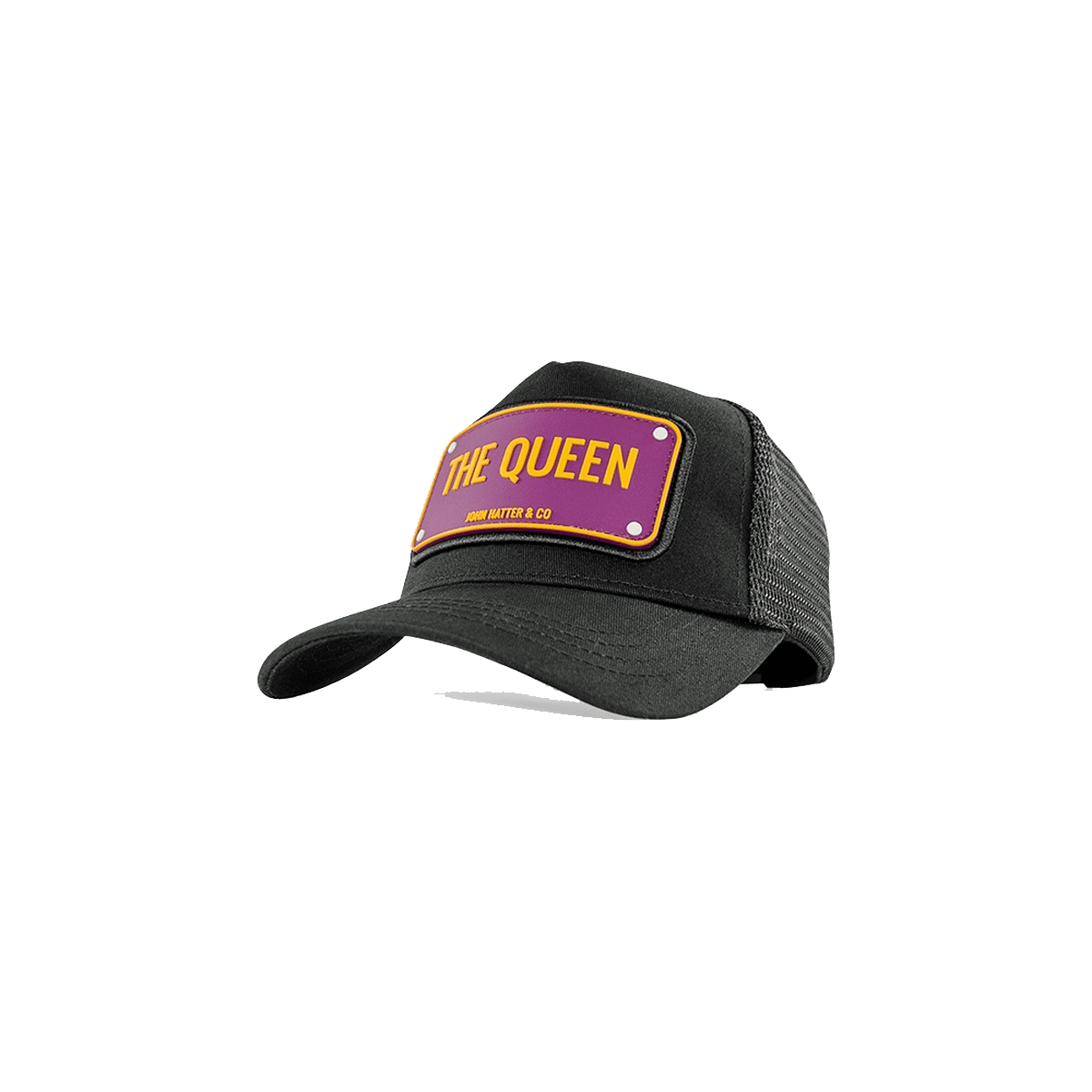 The queen Γυναικείο Μαύρο jockey καπέλο με rubber patch - John Hatter & Co φωτογραφία