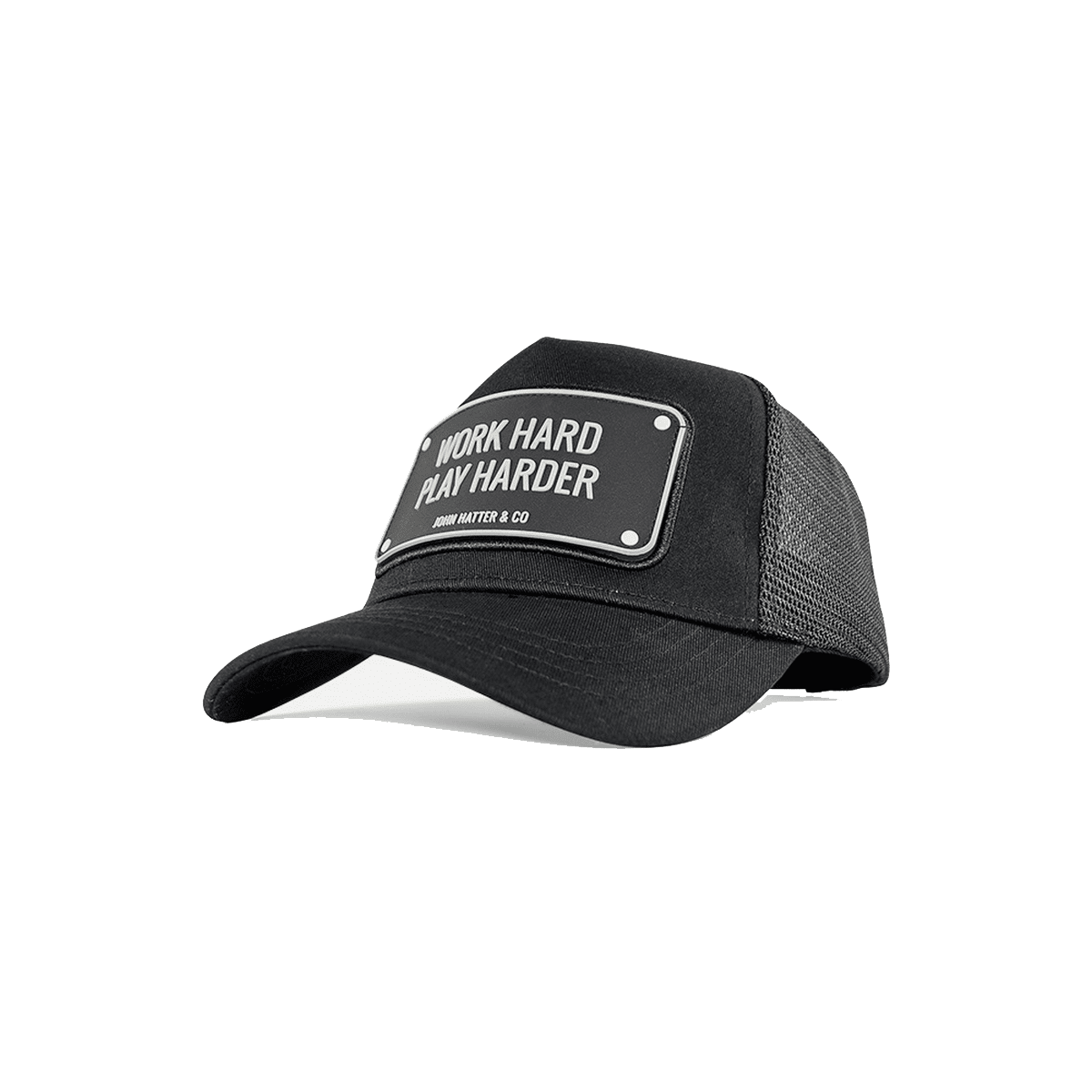 Work hard play harder Jockey καπέλο με rubber patch - John Hatter & Co φωτογραφία