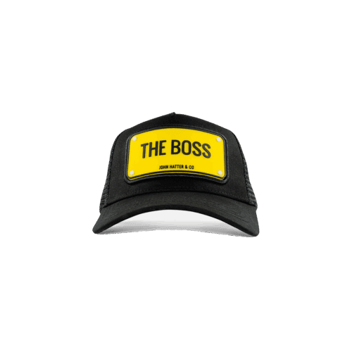 The Boss Μαύρο jockey καπέλο με rubber patch - John Hatter & Co