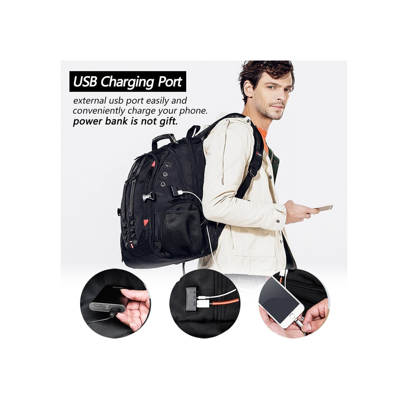 Μεγάλο Backpack 17,3'' Heavy Duty Travel Bange 1901 μαύρο φωτογραφία