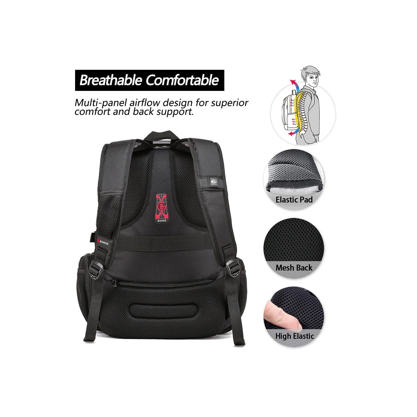 Μεγάλο Backpack 17,3'' Heavy Duty Travel Bange 1901 μαύρο φωτογραφία