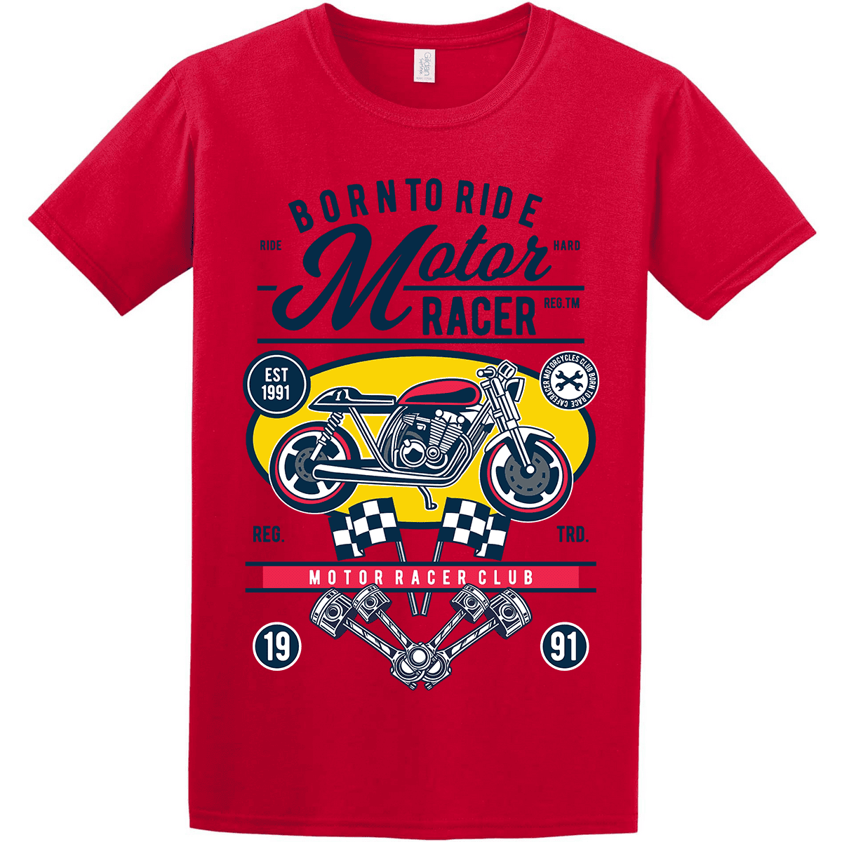 T-Shirt ενηλίκων Motoracer Born To Ride